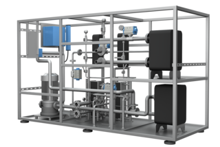 Representación en 3D de un banco de pruebas para pilas de combustible