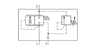Bypass pressure compensator, circuit diagram, conventional