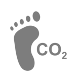 Icon: Footprint with the text CO2 – symbolising reduced energy requirements thanks to pressure-controlled pumps.
