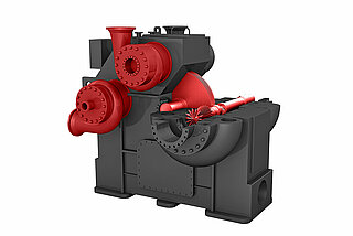 3D-weergave van een radiale compressor
