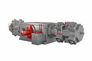 3D-tegning af en stempelkompressor