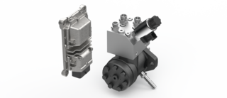 HYDAC components for Rotary Drive Control: hydraulic motor, valve technology, sensors, controller