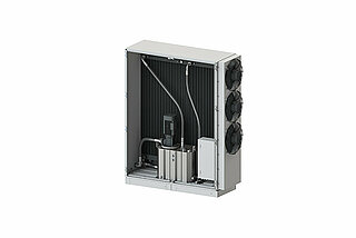 Kompakte Flüssigkeits-Luft-Kühlsystem von HYDAC zur Antriebs- und Lagerkühlung.