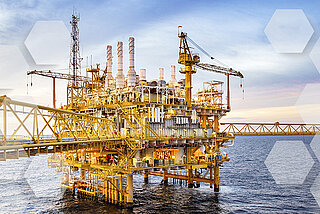 HYDAC oil platform floating on the water 