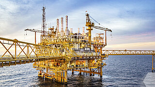 HYDAC oil platform floating on the water 